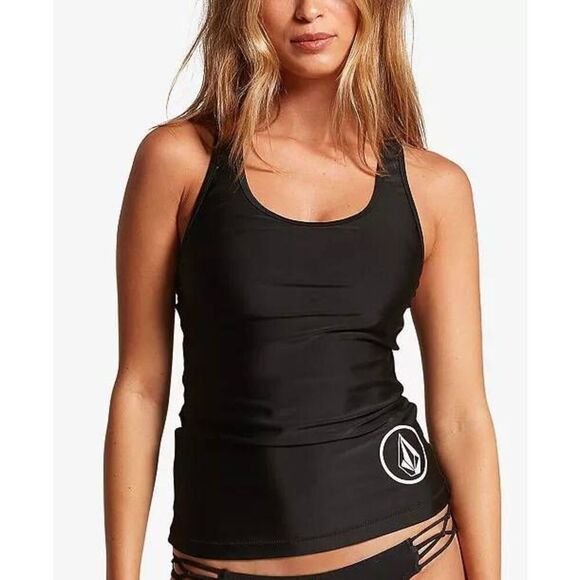 Volcom Juniors' Simply Solid Racerback Tankini Top Size S Black - Picture 1 of 4